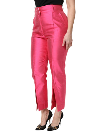 Pantalones Dolce & Gabbana de seda rosa de tiro alto y corte entallado