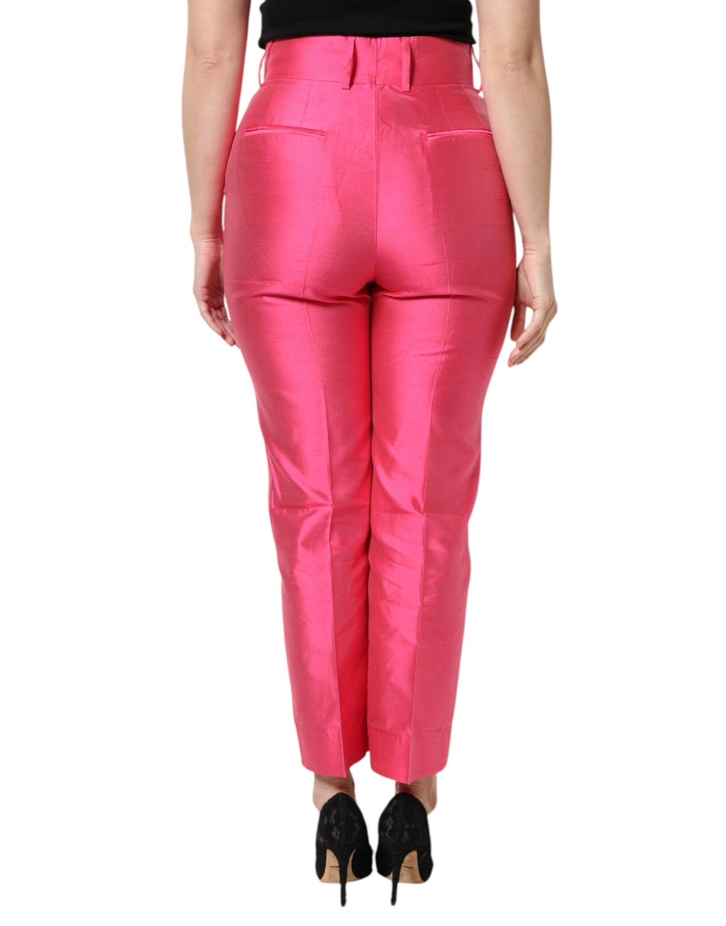 Pantalones Dolce & Gabbana de seda rosa de tiro alto y corte entallado