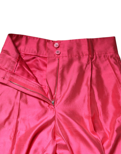 Pantalones Dolce & Gabbana de seda rosa de tiro alto y corte entallado