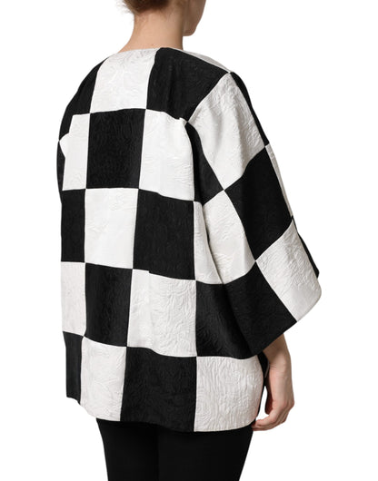 Blazer de esmoquin de jacquard patchwork blanco y negro de Dolce & Gabbana