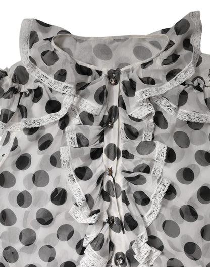 Top sin mangas de algodón con estampado de lunares blancos y negros de Dolce & Gabbana