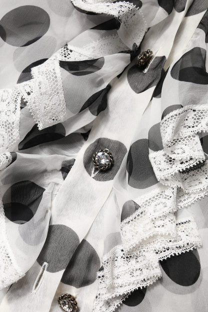 Top sin mangas de algodón con estampado de lunares blancos y negros de Dolce & Gabbana
