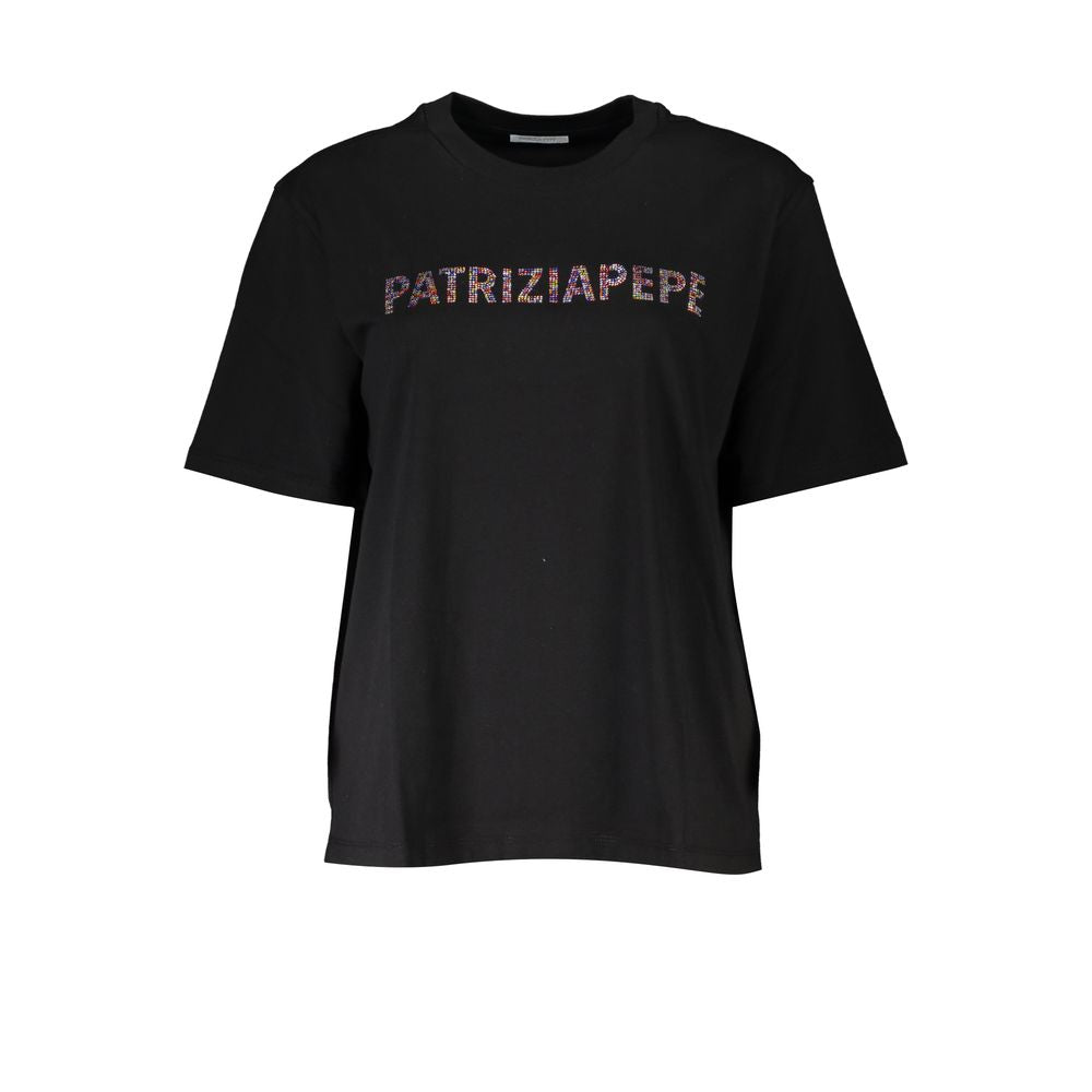 Patrizia Pepe Camiseta Negra de Algodón para Mujer
