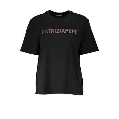 Patrizia Pepe Camiseta Negra de Algodón para Mujer