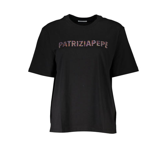 Patrizia Pepe Camiseta Negra de Algodón para Mujer