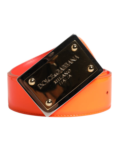 Cinturón Dolce & Gabbana con Hebilla del Logotipo de Metal Tono Oro Naranja