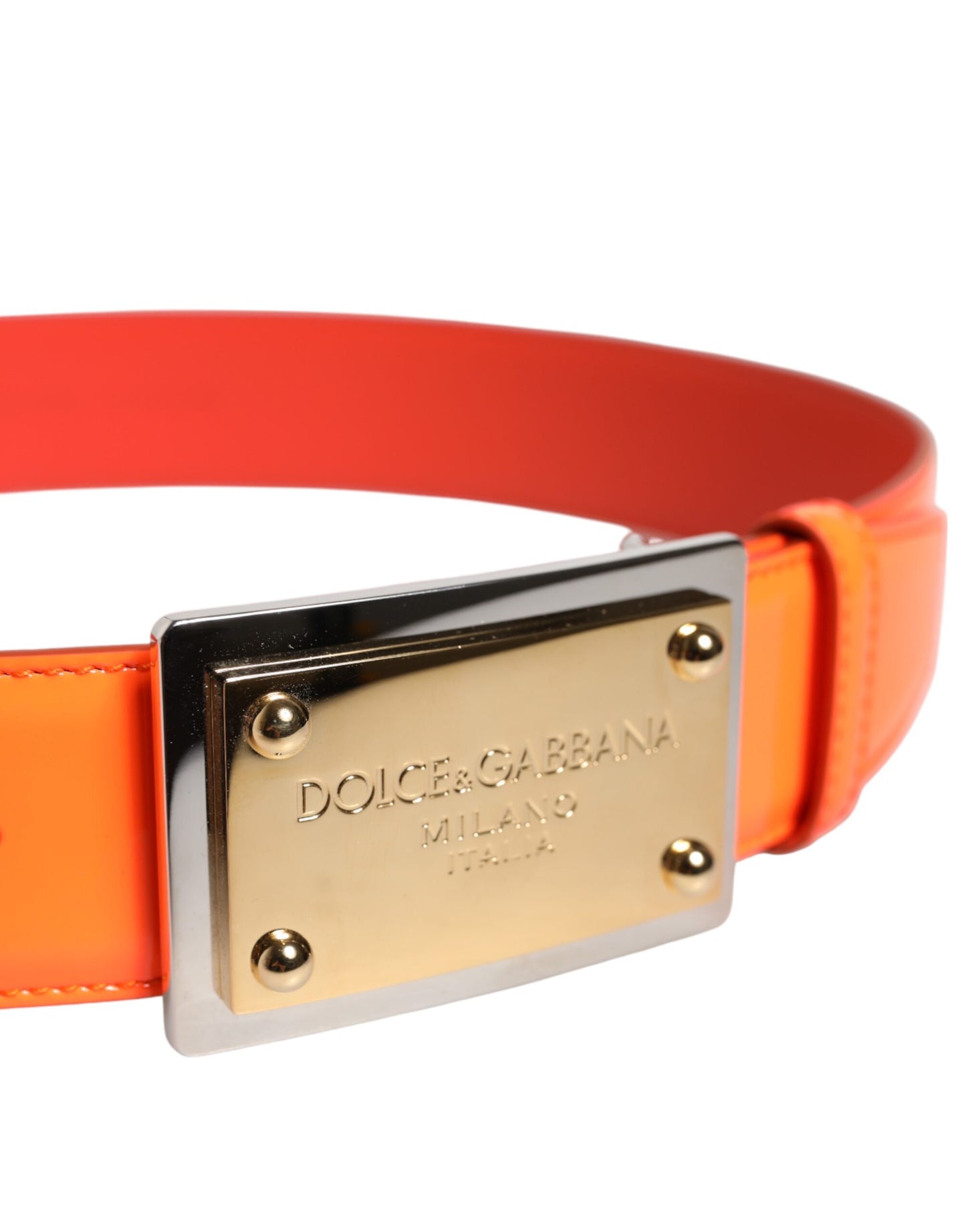 Cinturón Dolce & Gabbana con Hebilla del Logotipo de Metal Tono Oro Naranja
