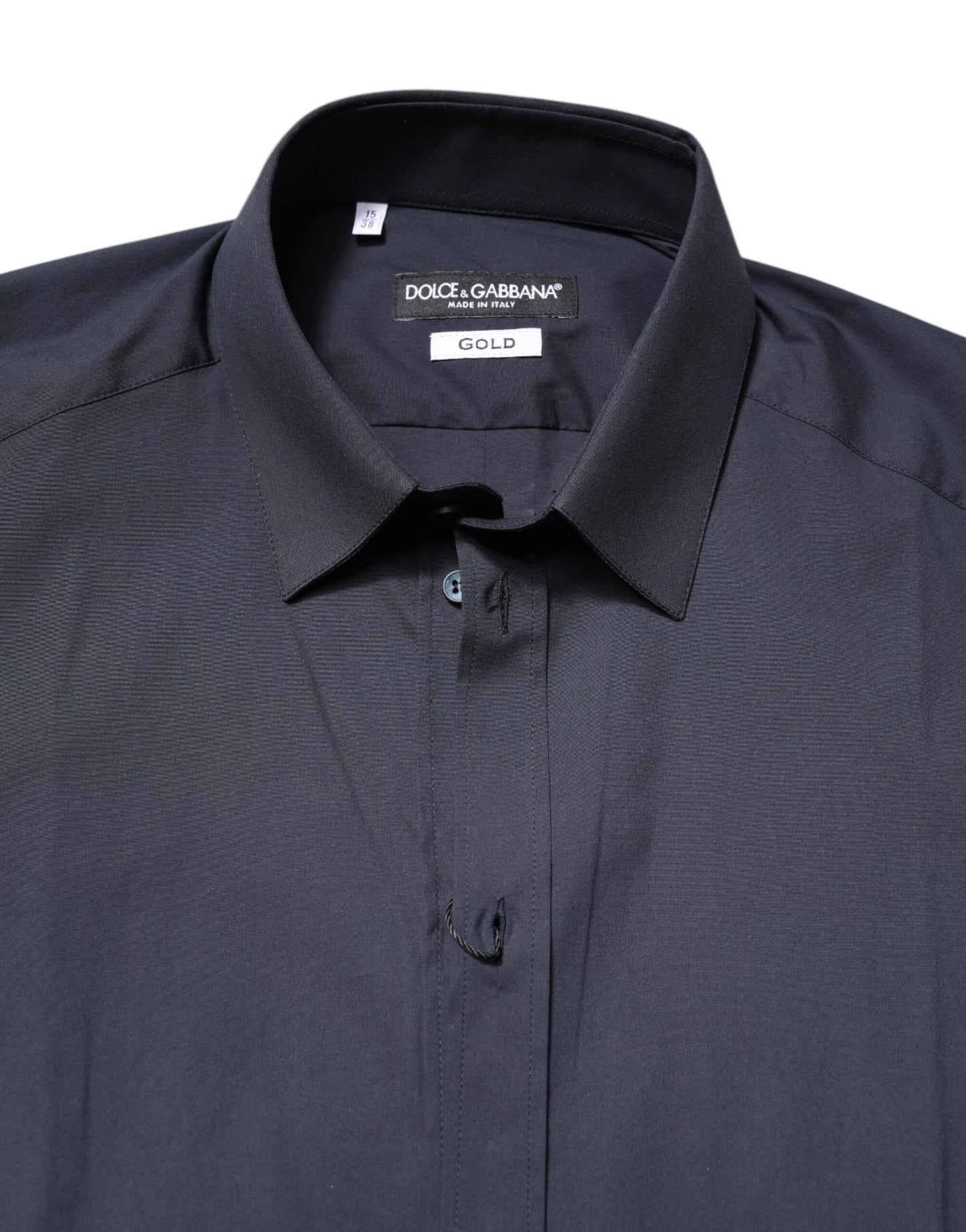 Camisa formal de algodón oro azul oscuro Dolce & Gabbana
