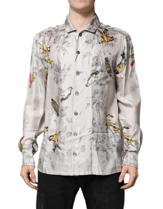 Camisa abotonada de seda estampada multicolor Dolce & Gabbana