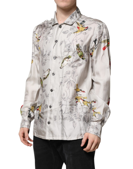 Camisa abotonada de seda estampada multicolor Dolce & Gabbana