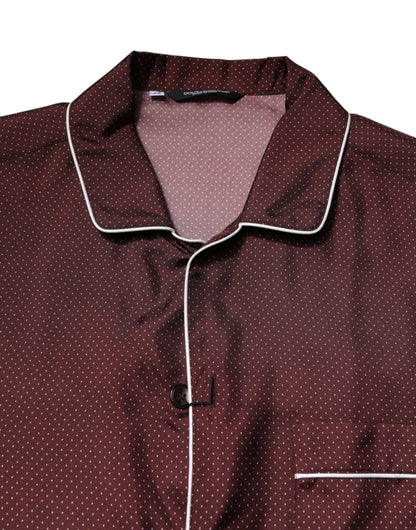 Camisa de manga larga de seda burdeos con lunares de Dolce & Gabbana