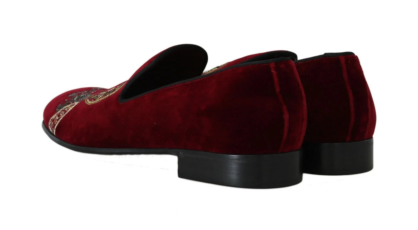 Mocasines de terciopelo burdeos con herradura de Dolce & Gabbana