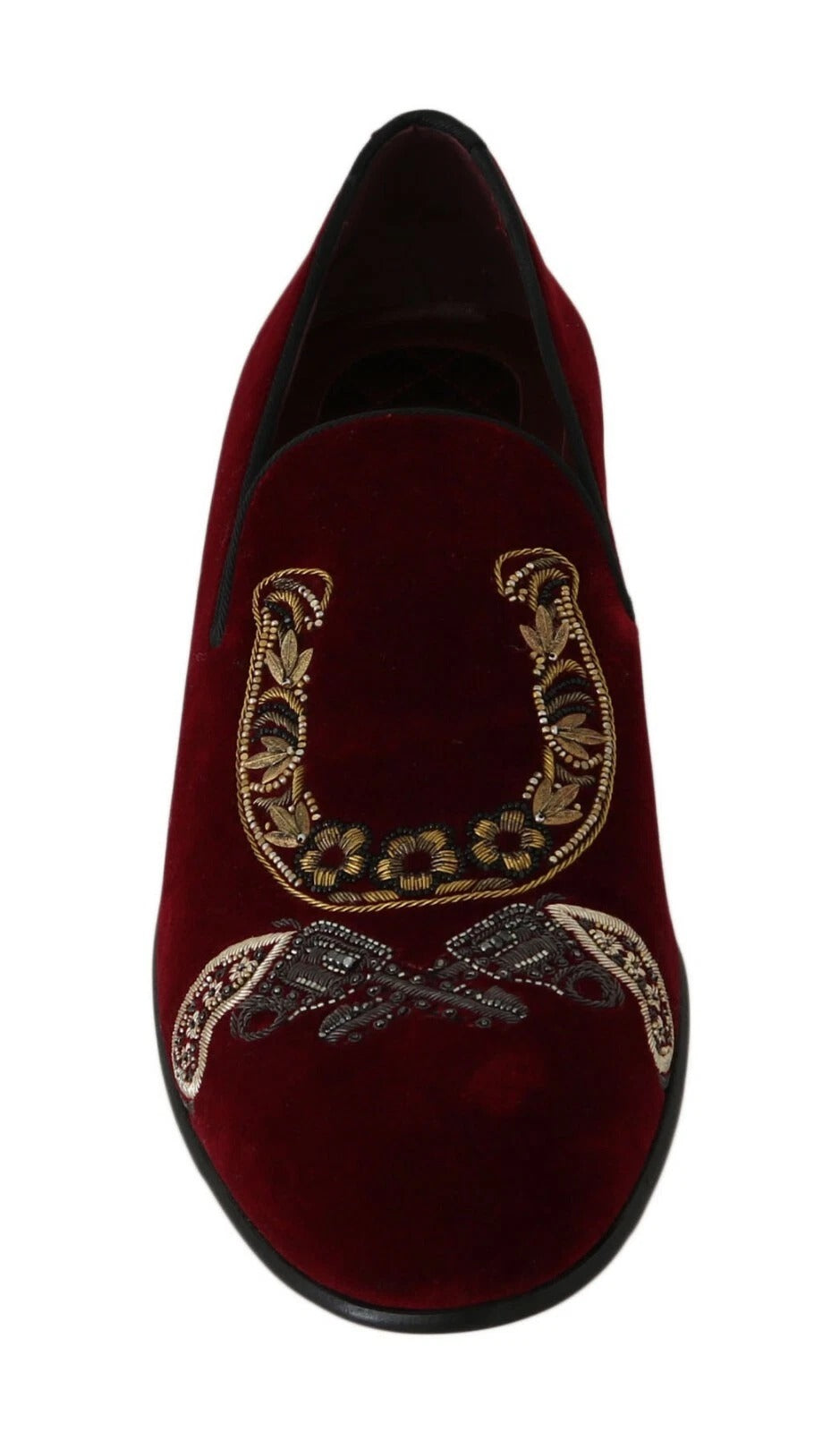 Mocasines de terciopelo burdeos con herradura de Dolce & Gabbana