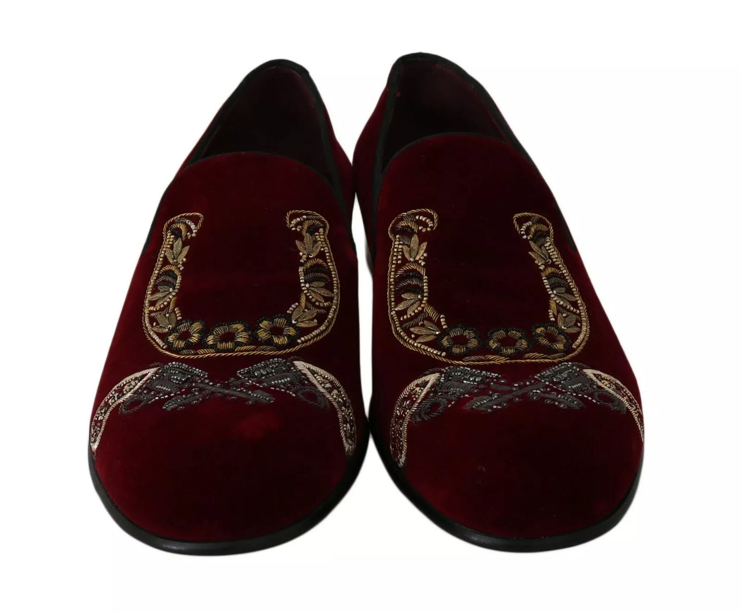 Mocasines de terciopelo burdeos con herradura de Dolce & Gabbana