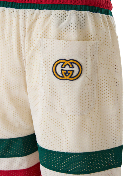 Gucci Shorts de poliéster color crema con logo