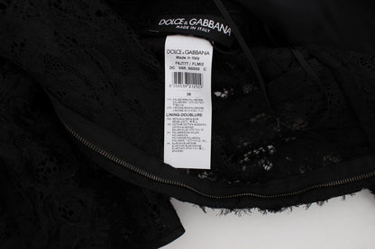 Vestido largo maxi ceñido de encaje floral negro de Dolce & Gabbana