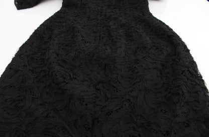 Vestido largo maxi ceñido de encaje floral negro de Dolce & Gabbana