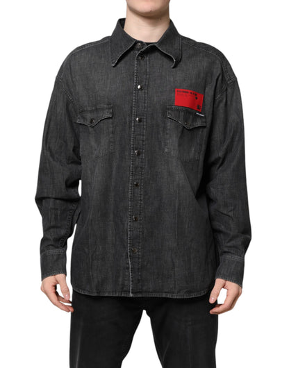 Camisa vaquera de manga larga con botones de Dolce & Gabbana, color gris