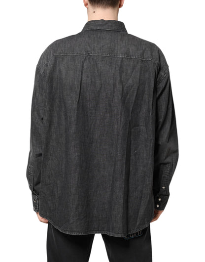 Camisa vaquera de manga larga con botones de Dolce & Gabbana, color gris