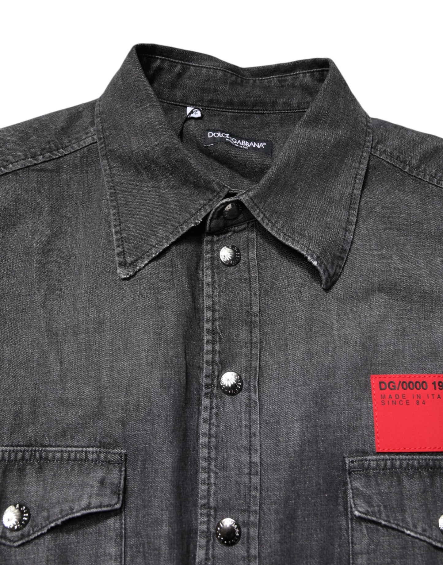 Camisa vaquera de manga larga con botones de Dolce & Gabbana, color gris