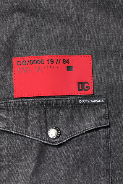 Camisa vaquera de manga larga con botones de Dolce & Gabbana, color gris