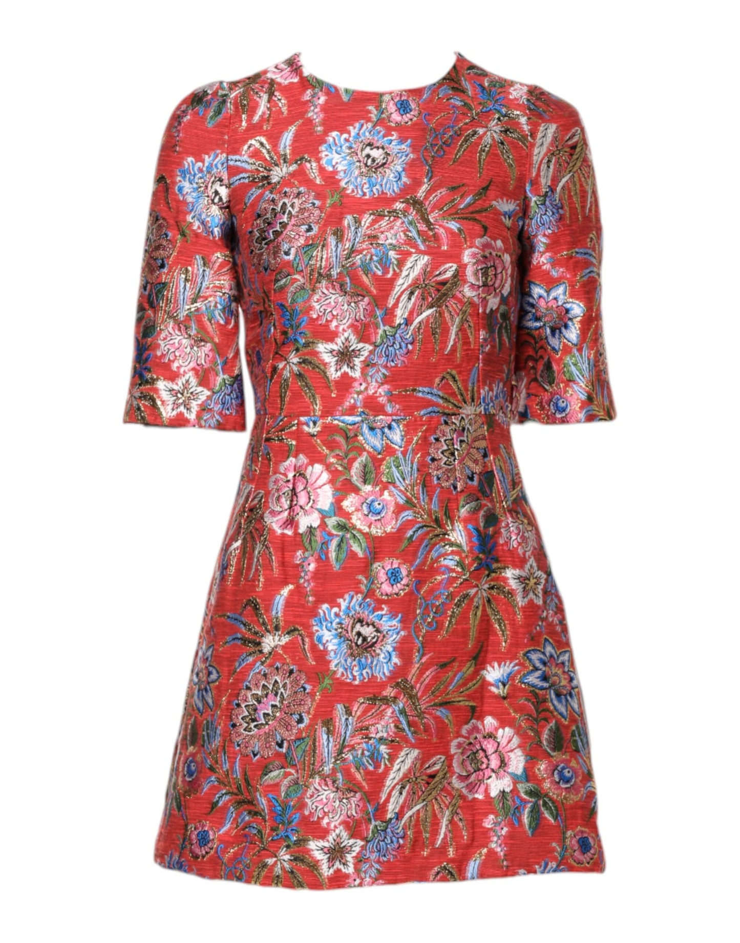Minivestido evasé de jacquard floral rojo de Dolce & Gabbana