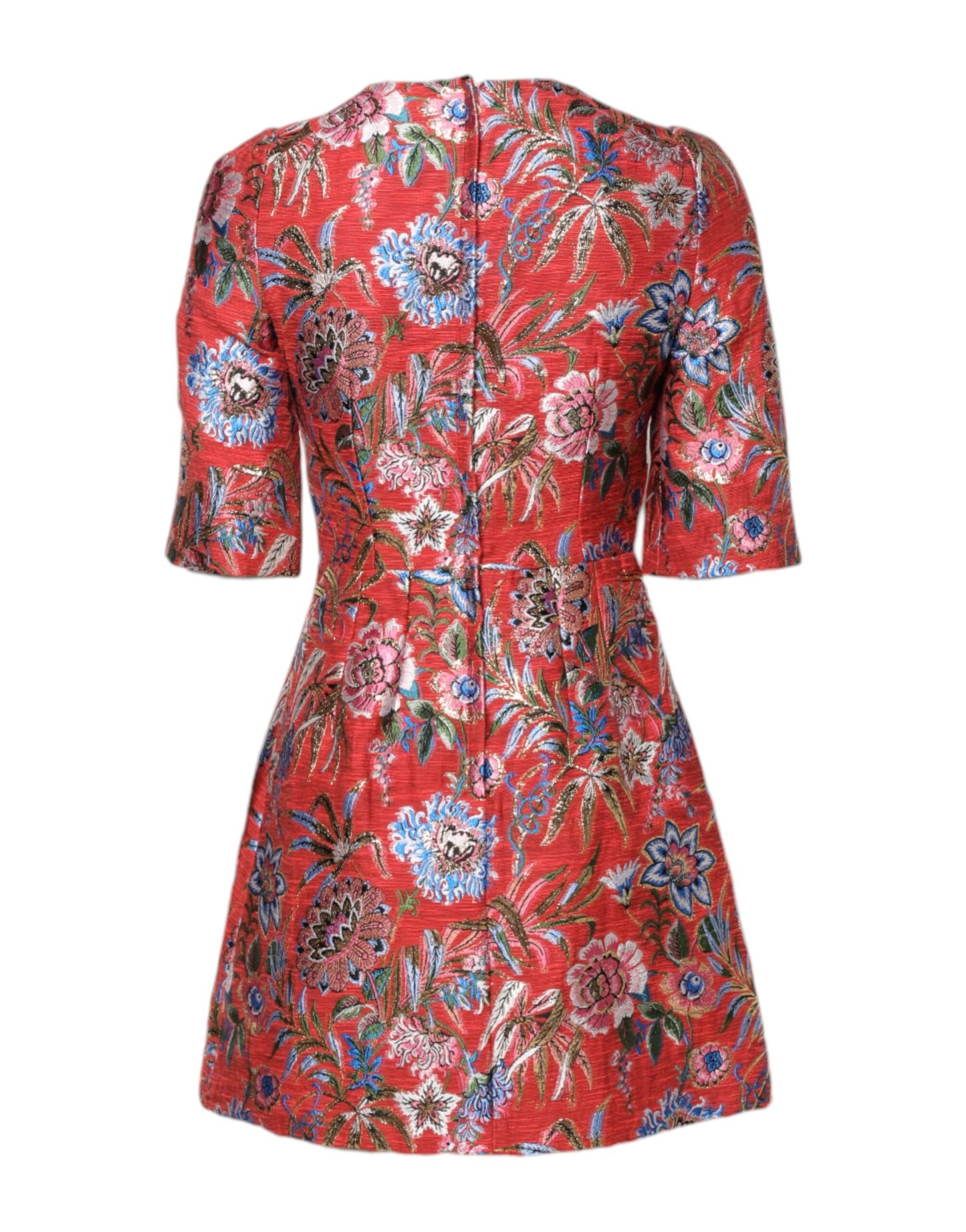 Minivestido evasé de jacquard floral rojo de Dolce & Gabbana