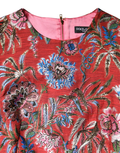 Minivestido evasé de jacquard floral rojo de Dolce & Gabbana