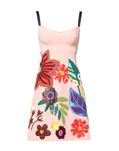 Minivestido con tirantes finos y estampado floral rosa de Dolce & Gabbana