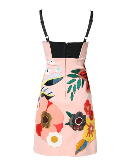 Minivestido con tirantes finos y estampado floral rosa de Dolce & Gabbana