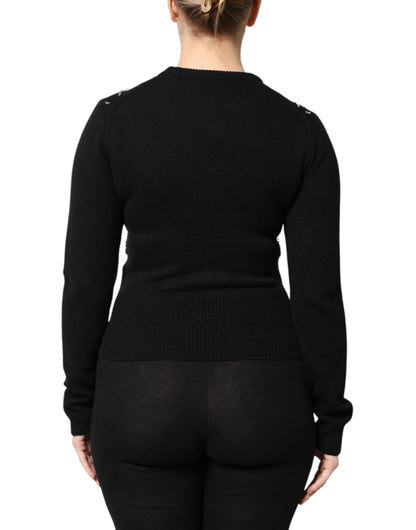 Top de manga larga de cachemira negra con adornos de Dolce & Gabbana