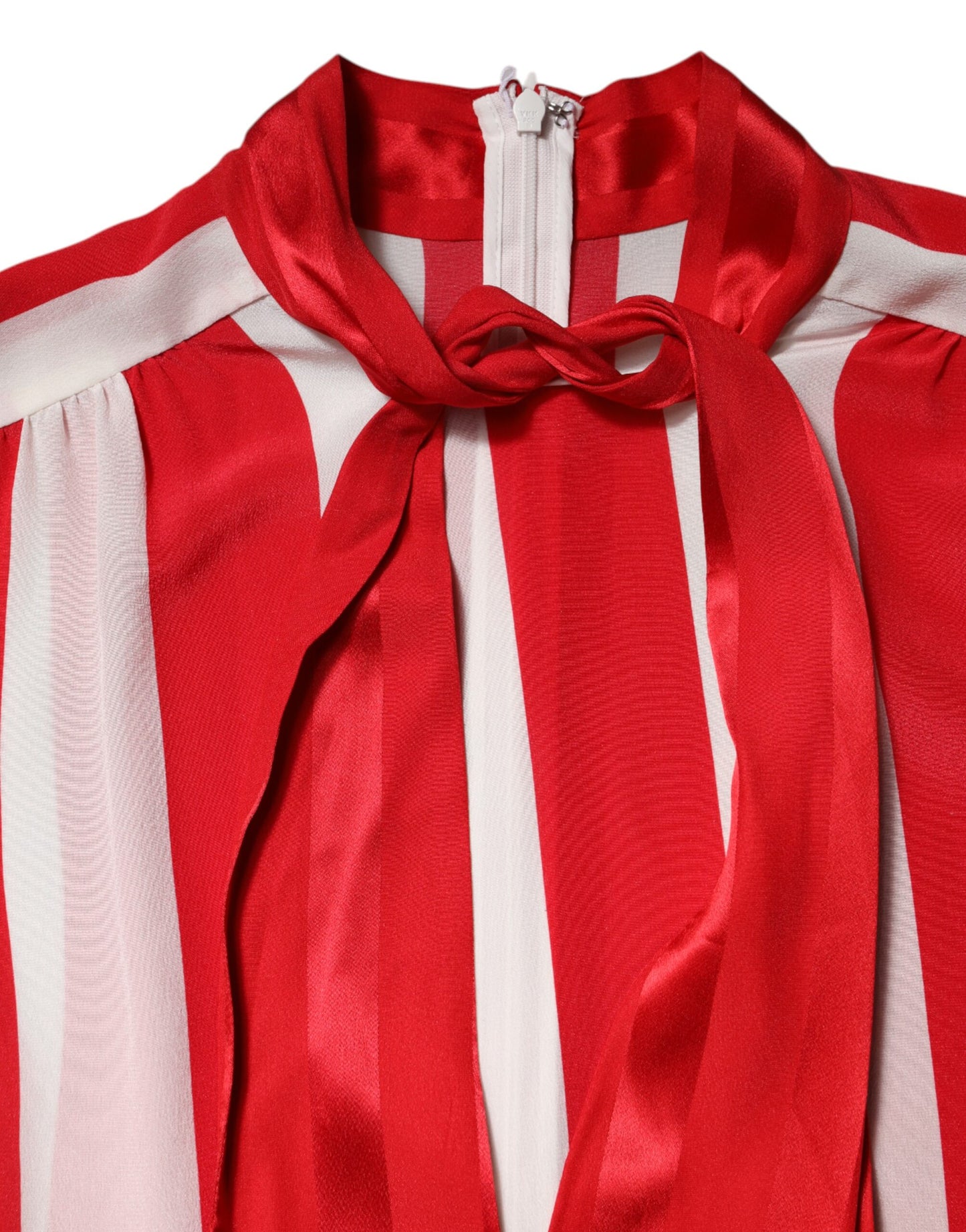 Dolce & Gabbana Blusa con cuello Ascot de rayas rojas y blancas