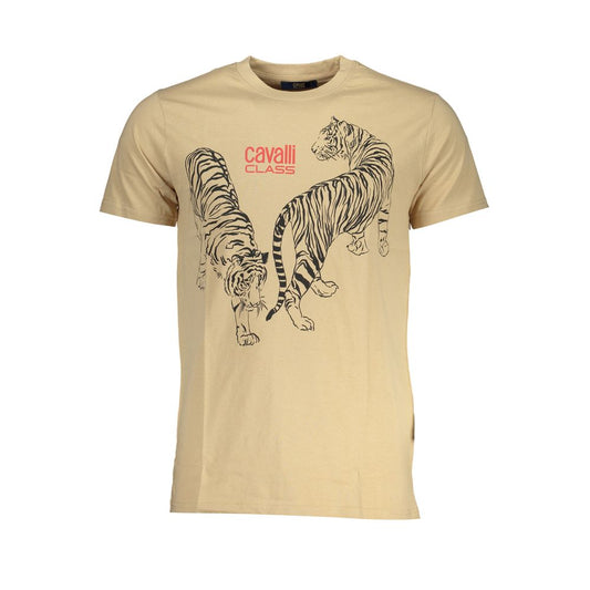 Camiseta de algodón beige para hombre Cavalli Class