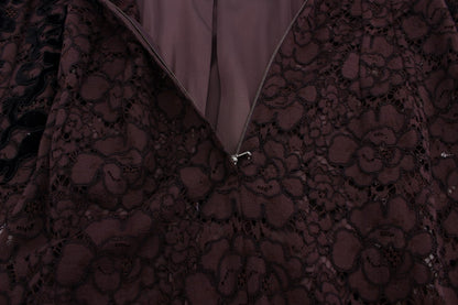 Vestido maxi Ricamo de encaje floral morado de Dolce & Gabbana