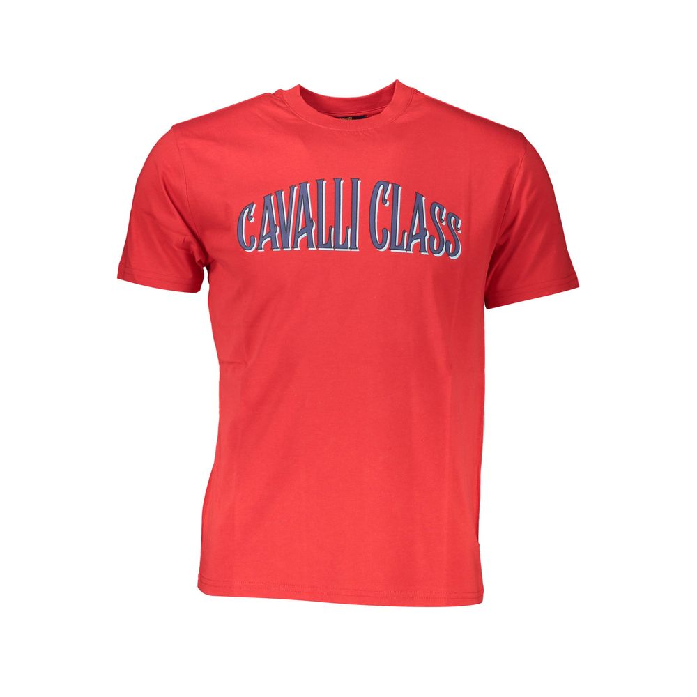Camiseta de algodón roja Cavalli Class para hombre