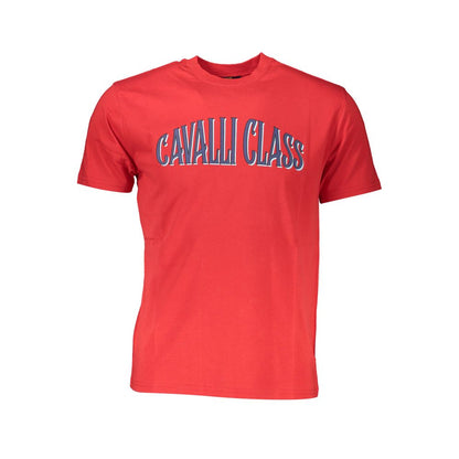 Camiseta de algodón roja Cavalli Class para hombre