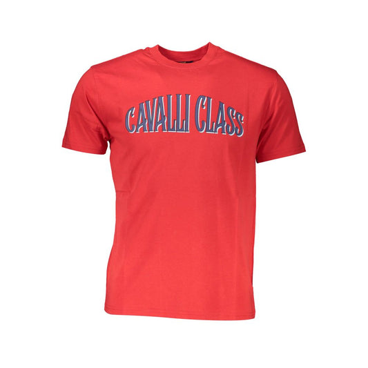 Camiseta de algodón roja Cavalli Class para hombre