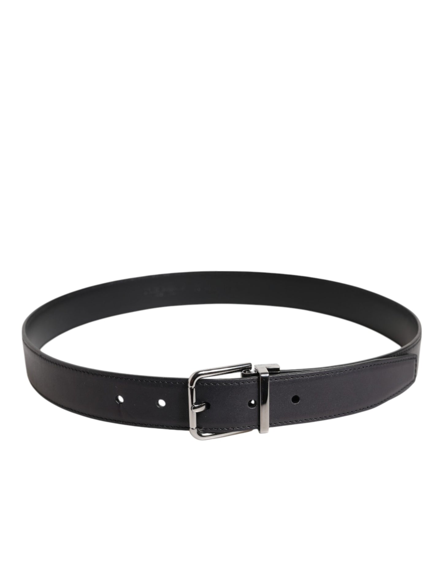 Cinturón Dolce & Gabbana Negro de Piel de Becerro Clásica con Hebilla Plateada