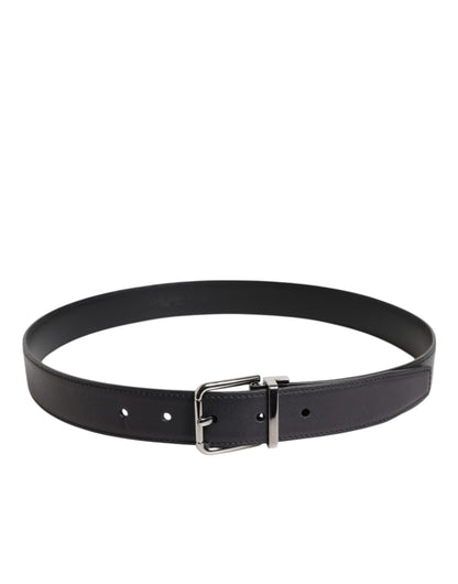 Cinturón Dolce & Gabbana Negro de Piel de Becerro Clásica con Hebilla Plateada