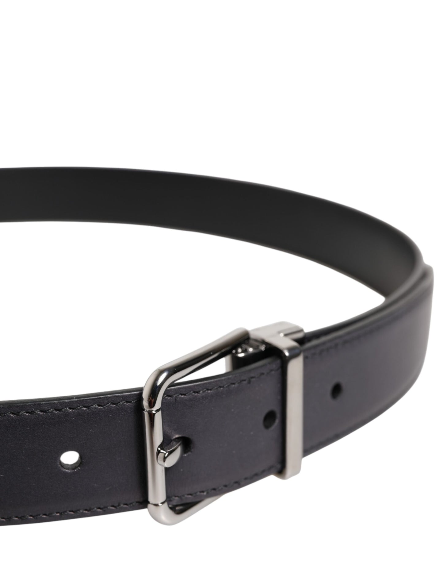 Cinturón Dolce & Gabbana Negro de Piel de Becerro Clásica con Hebilla Plateada