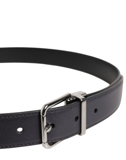 Cinturón Dolce & Gabbana Negro de Piel de Becerro Clásica con Hebilla Plateada