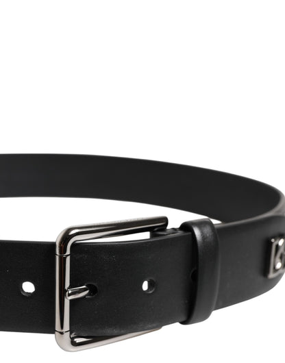 Cinturón Dolce & Gabbana de piel de becerro negra con hebilla plateada con tachuelas