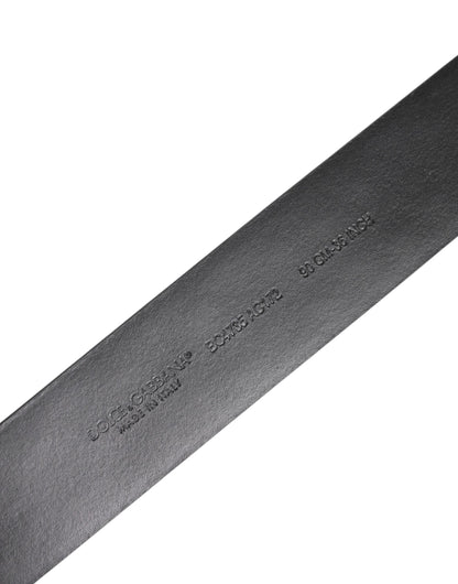 Cinturón Dolce & Gabbana de piel de becerro negra con hebilla plateada con tachuelas