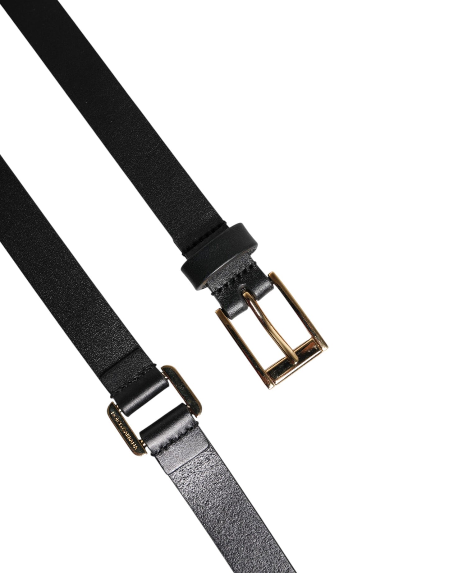 Cinturón Dolce & Gabbana Negro de Cuero con Doble Correa y Hebilla Dorada