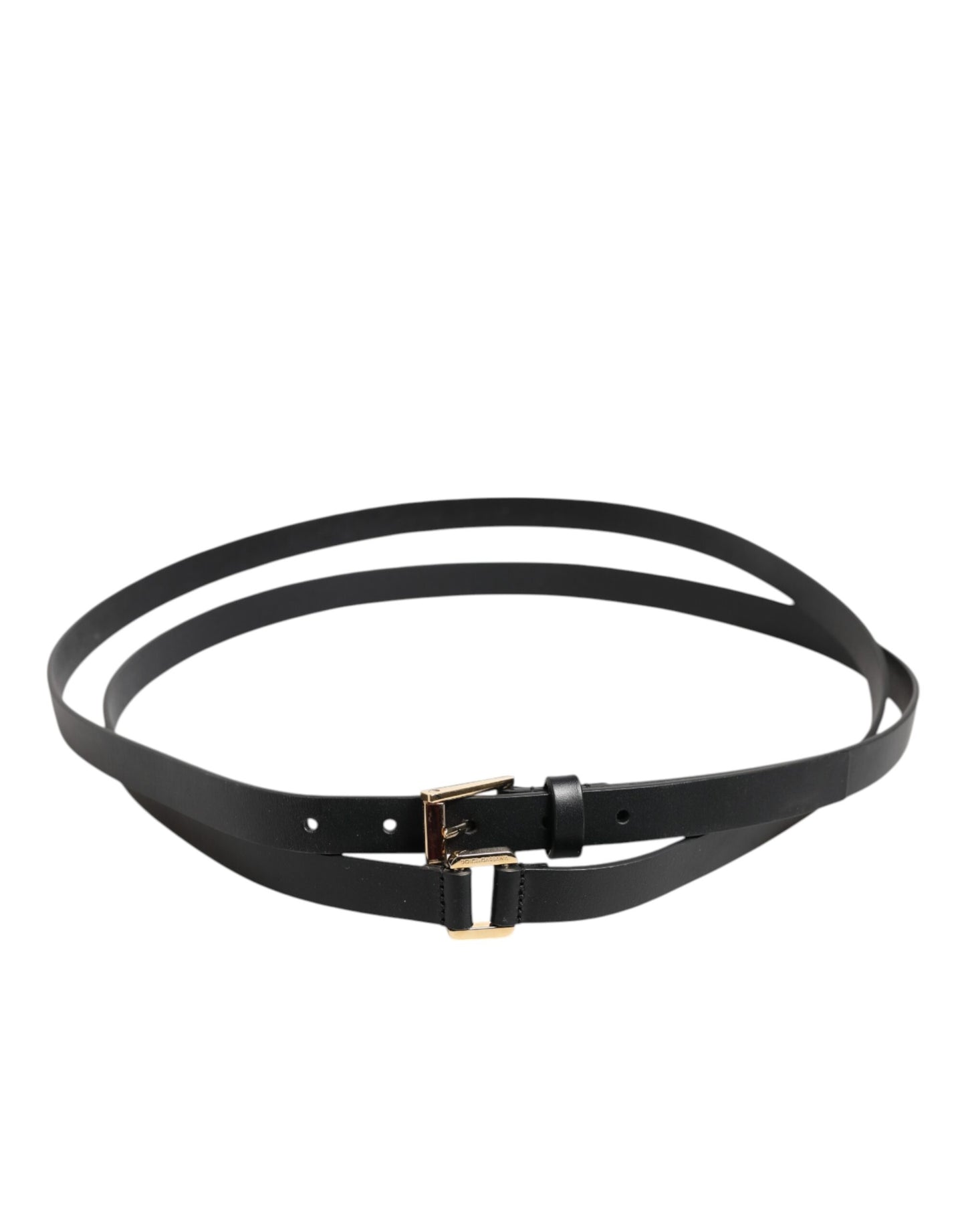 Cinturón Dolce & Gabbana Negro de Cuero con Doble Correa y Hebilla Dorada