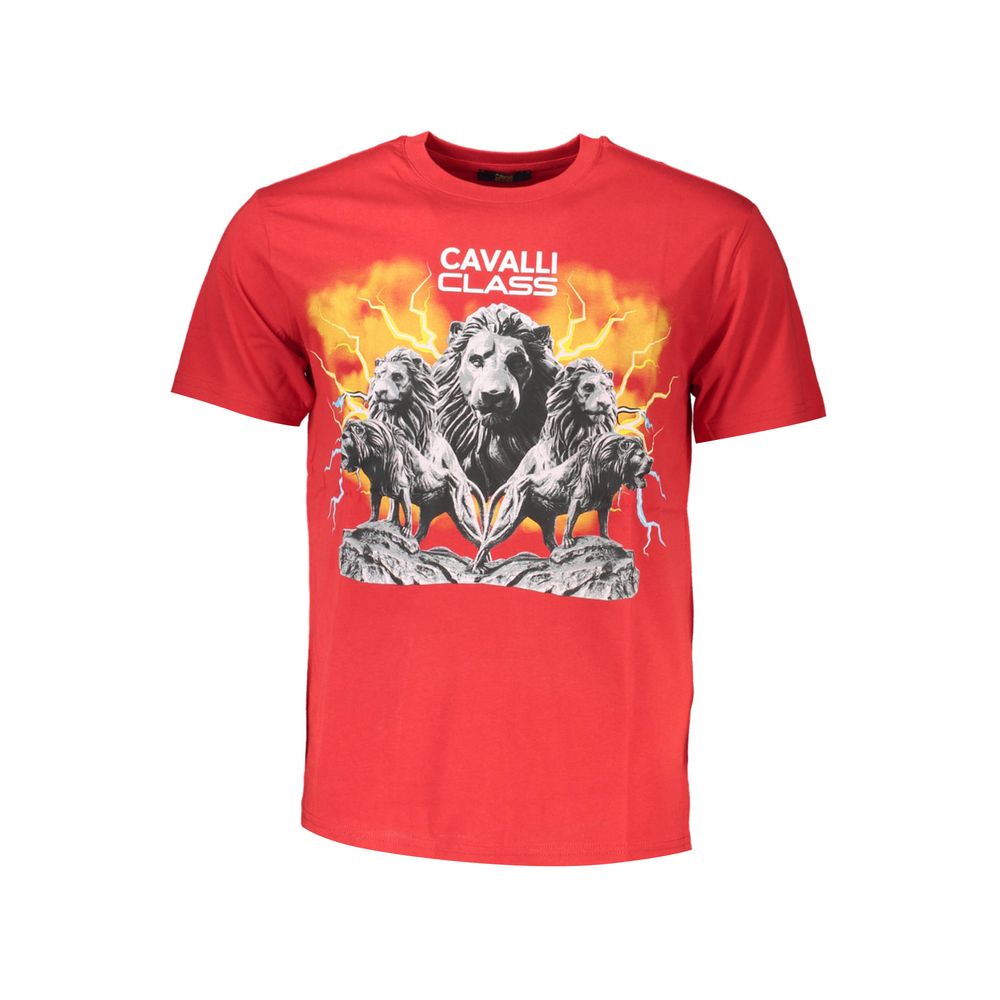 Camiseta de algodón roja Cavalli Class para hombre