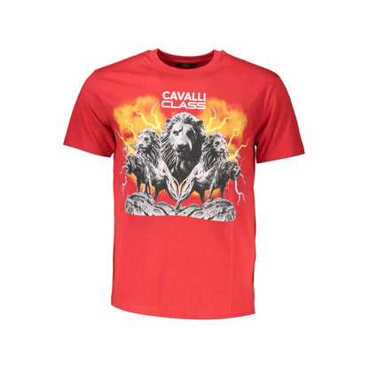 Camiseta de algodón roja Cavalli Class para hombre