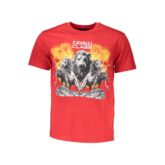 Camiseta de algodón roja Cavalli Class para hombre