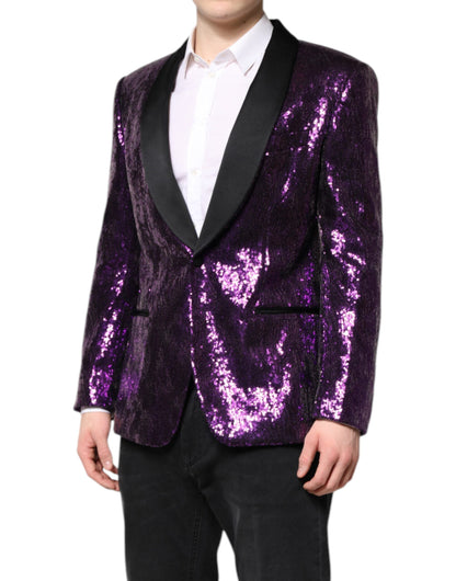 Dolce & Gabbana SICILIA Abrigo Chaqueta Morado con Lentejuelas