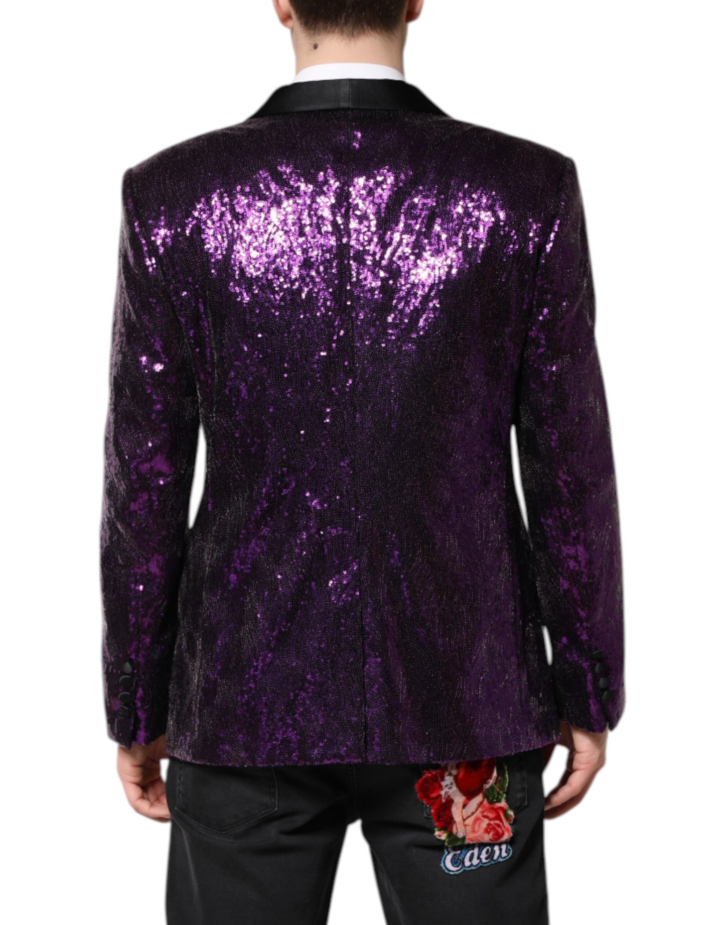 Dolce & Gabbana SICILIA Abrigo Chaqueta Morado con Lentejuelas